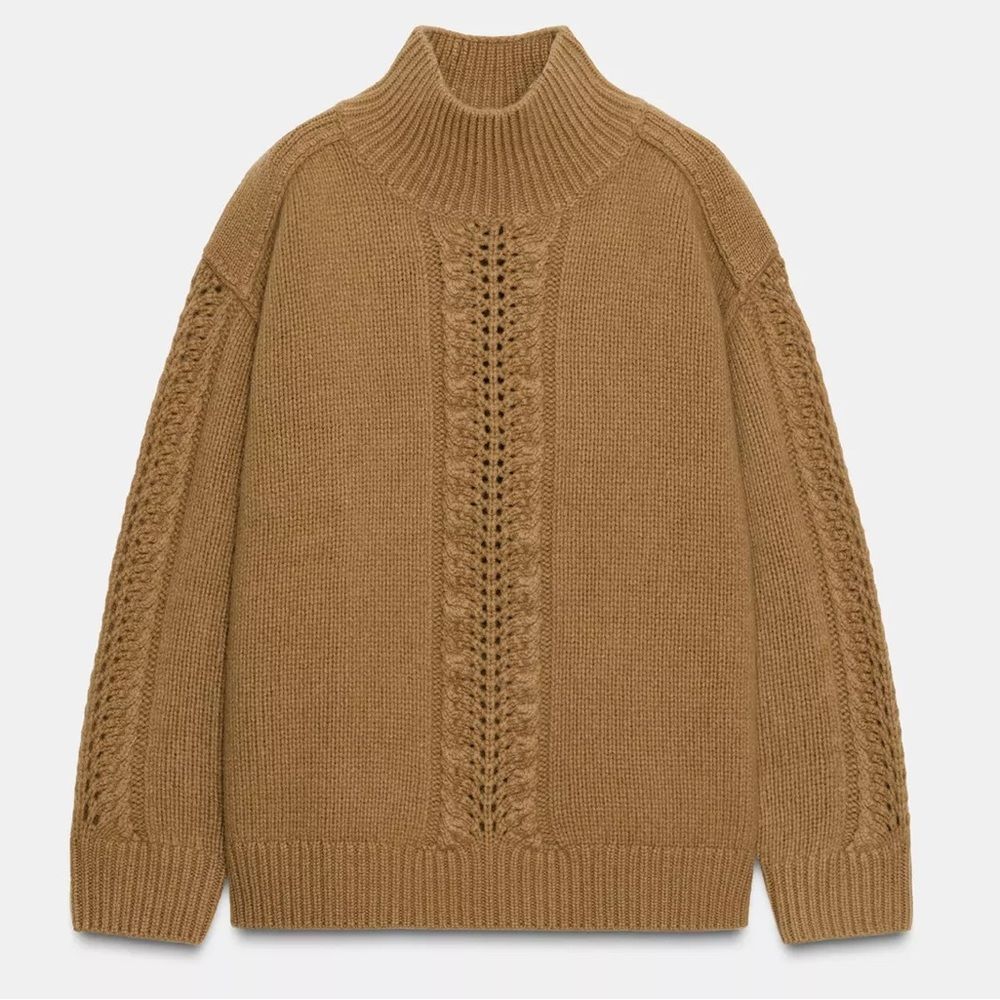 ZARA 100% WOOL TEXTURED JUMPER - Picture 8 of 9